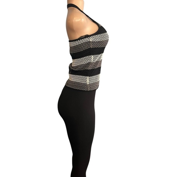 Wild Cat USA Y2K Black and White Striped Halter Neck Mesh Top - Picture 6 of 8